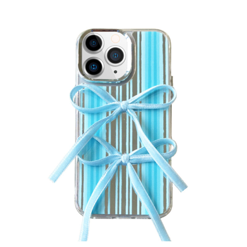 Ribbon Bow iPhone Case · Mother-of-Pearl Lace Blue Ribbon