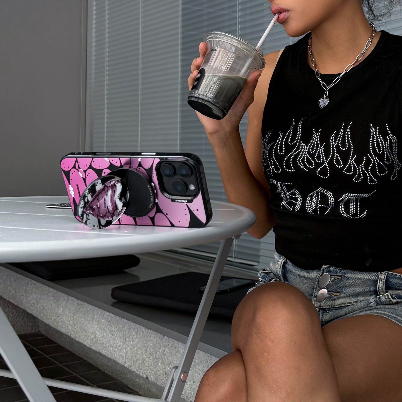 Pink Symbiote Mirror Magnetic Phone Grip & Stand