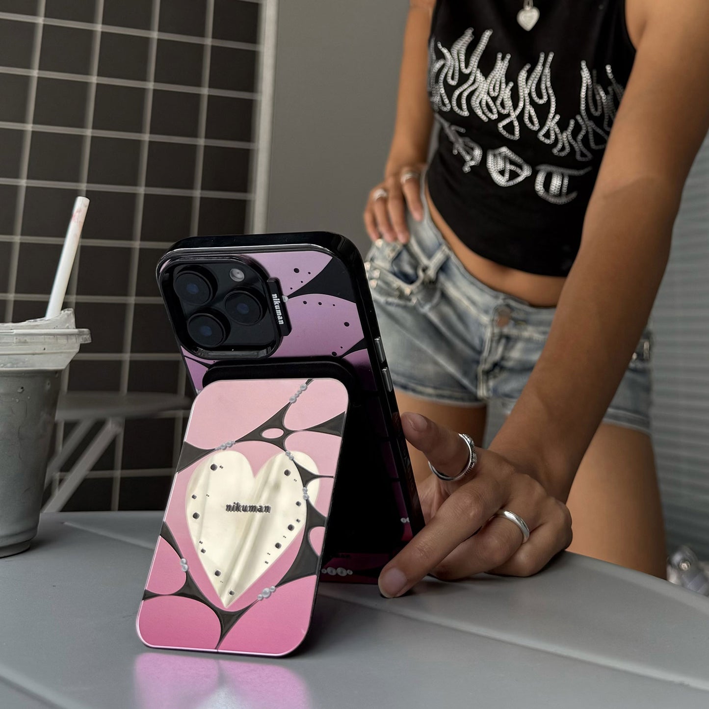 Pink Symbiote Snap Mirror MagSafe Cardholder Stand