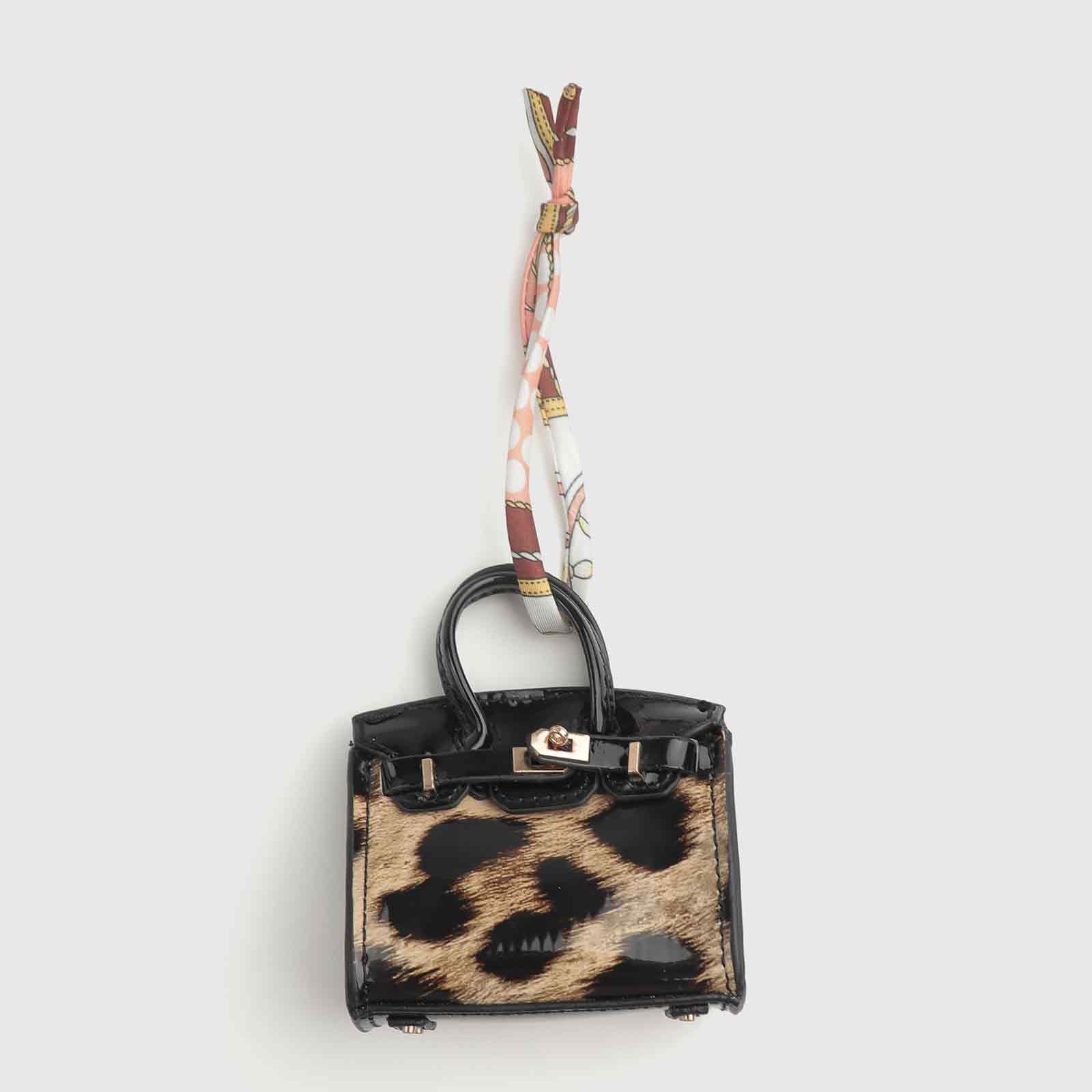 Leopard Print Patent Leather Mini Birkin Bag Charm