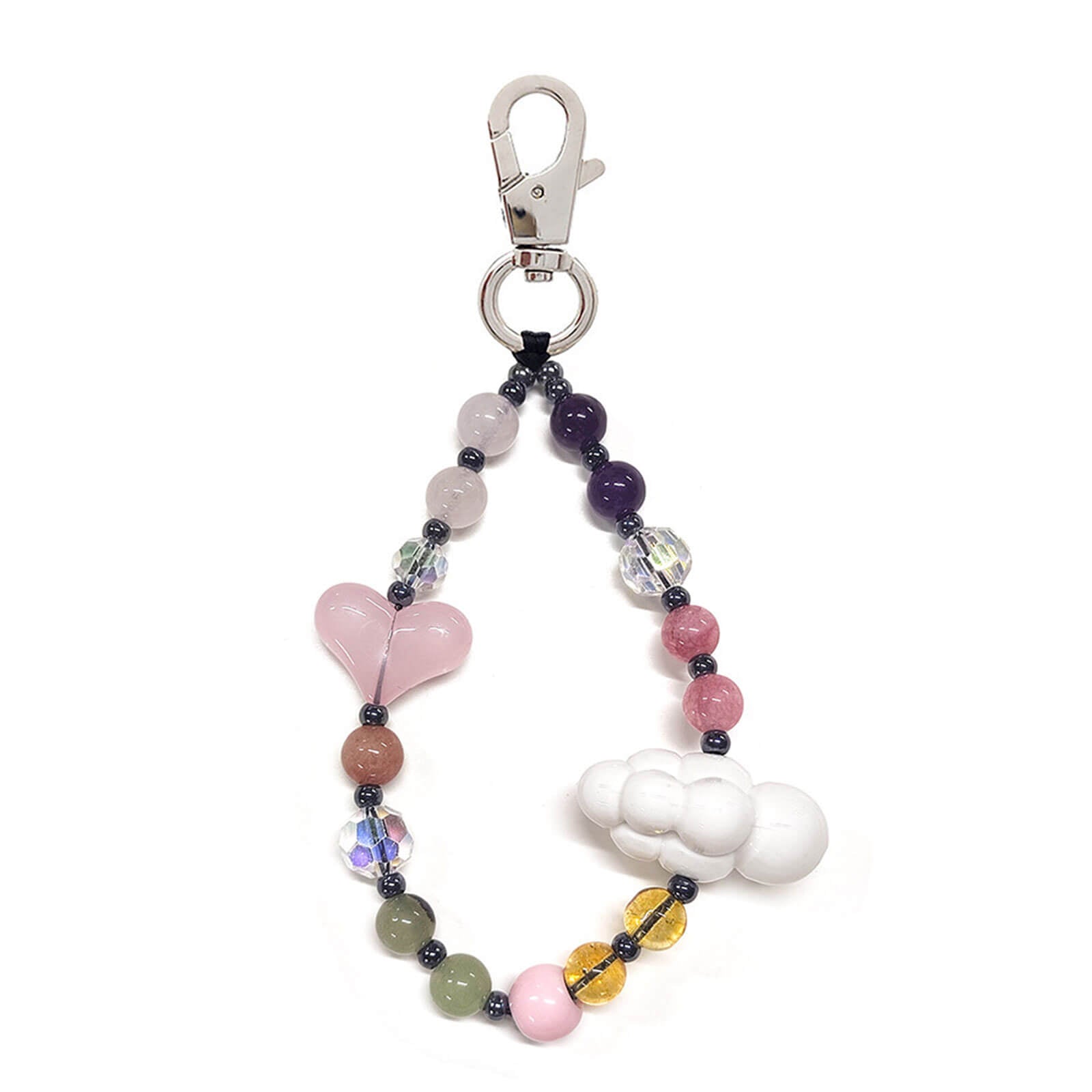 Diamond, Heart & Cloud Beaded Phone Chain & Multi-Functional Bag Charm– Versatile Vintage Accessory