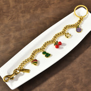 Antique Gold Cherry Bag Chain & Multi-Functional Charm — Luxury Stylish Multi-Functional Accessory