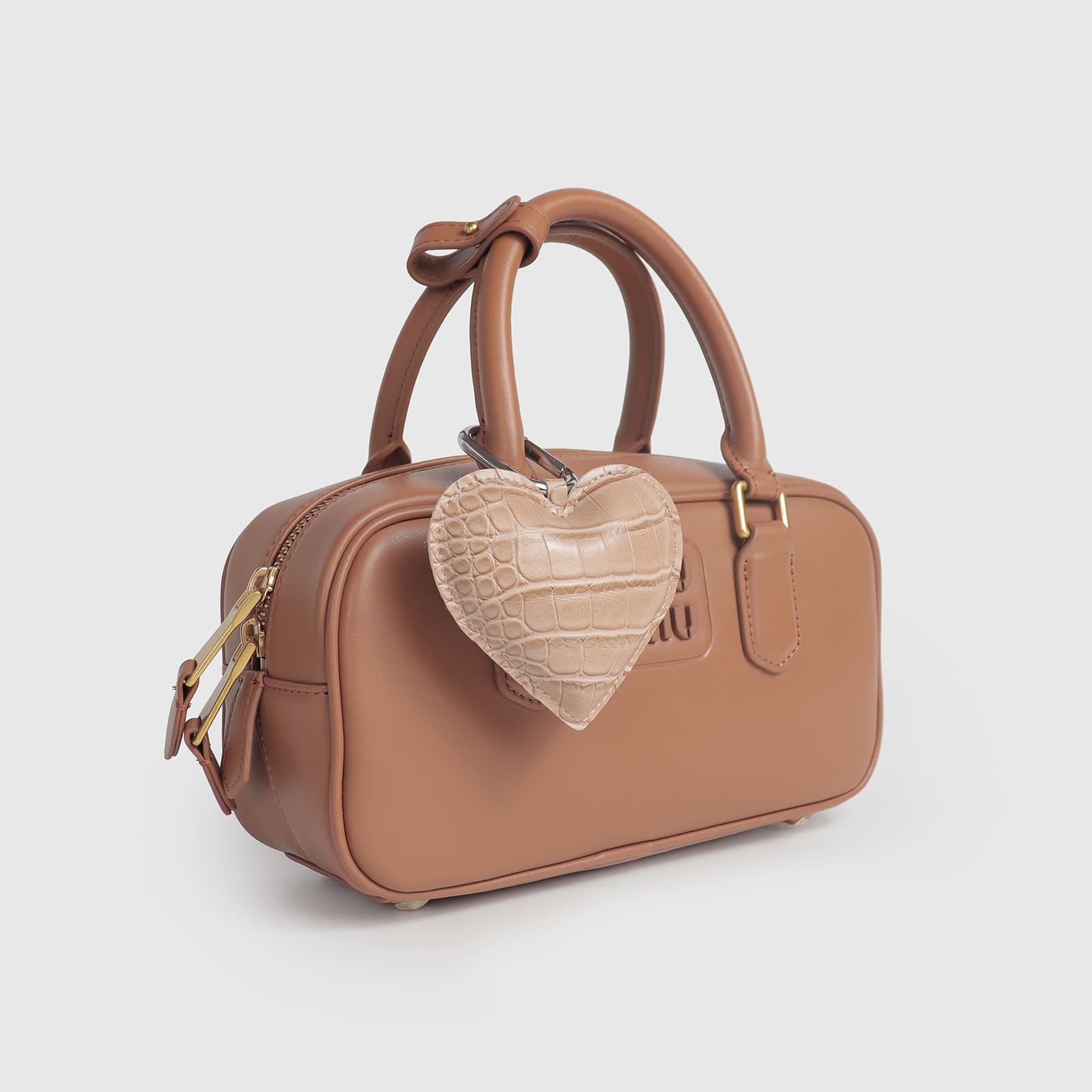 Crocodile-Patterned Heart Leather Charm