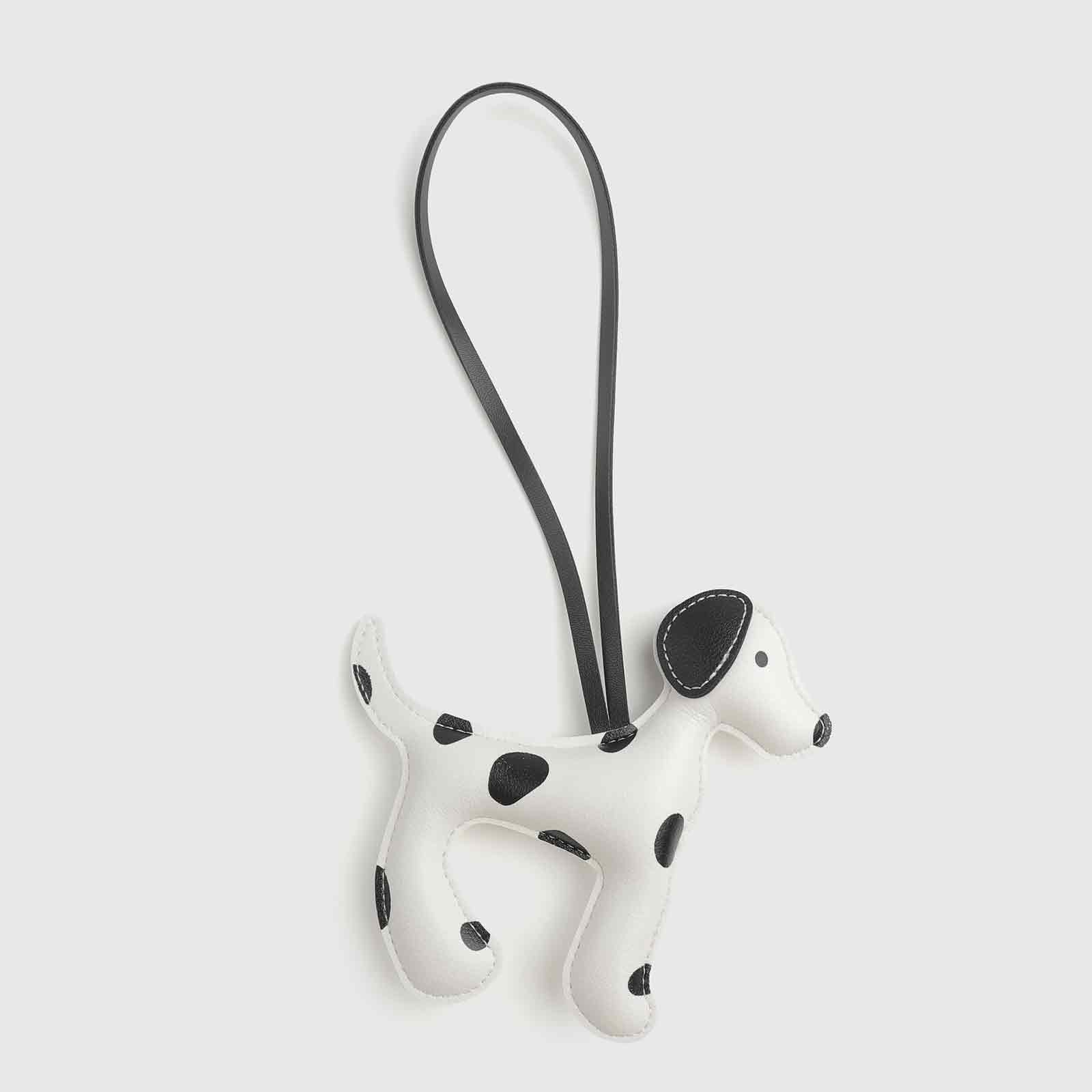 Black & White Dalmatian Leather Long Strap Bag Charm