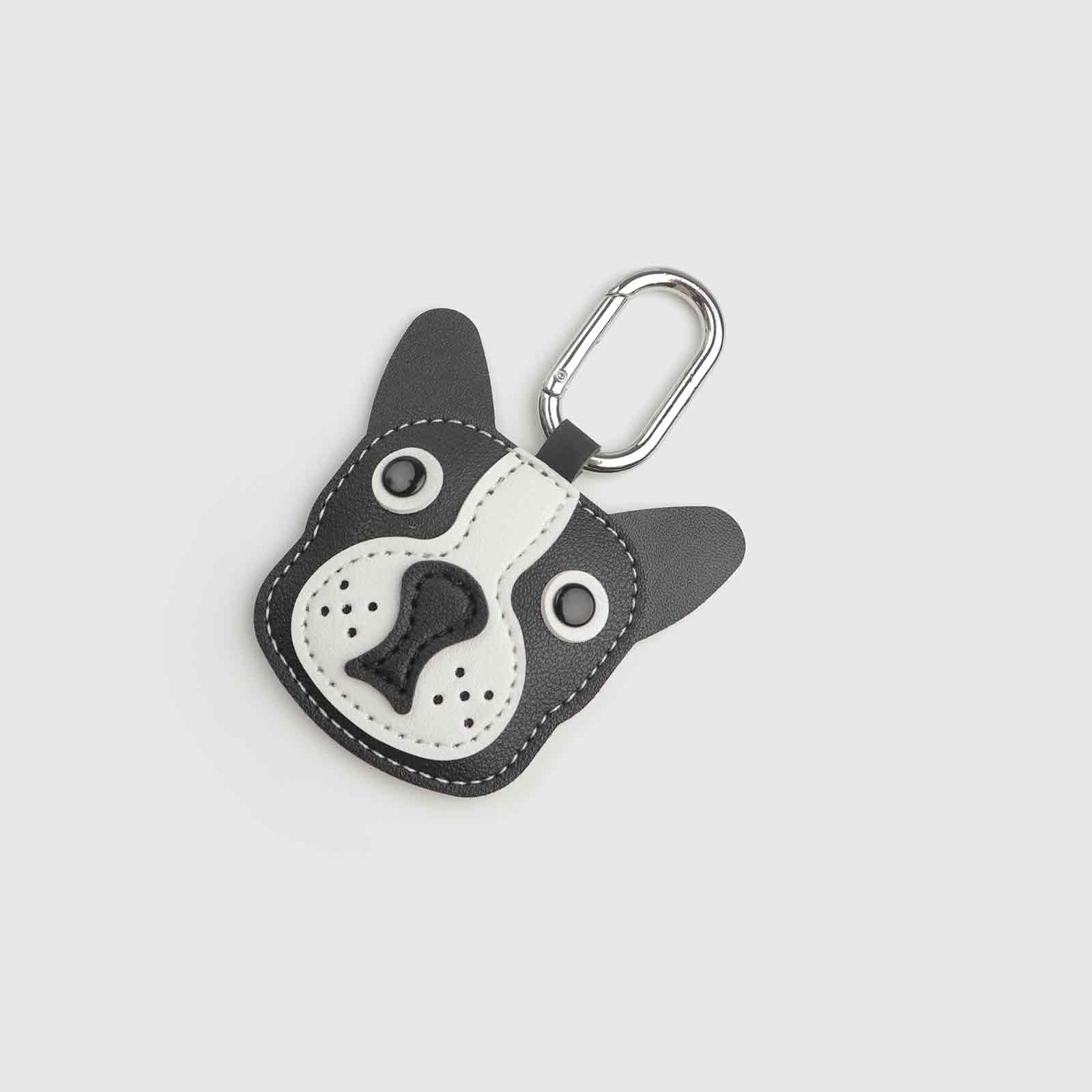 Black & White French Bulldog Head Leather Bag Charm