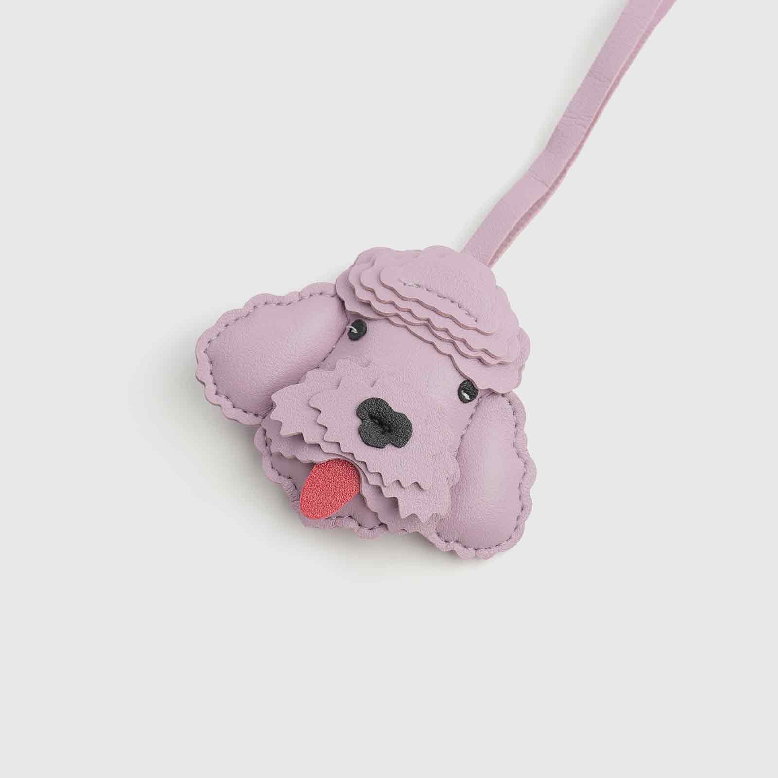 Lavender Poodle Leather Long Strap Bag Charm