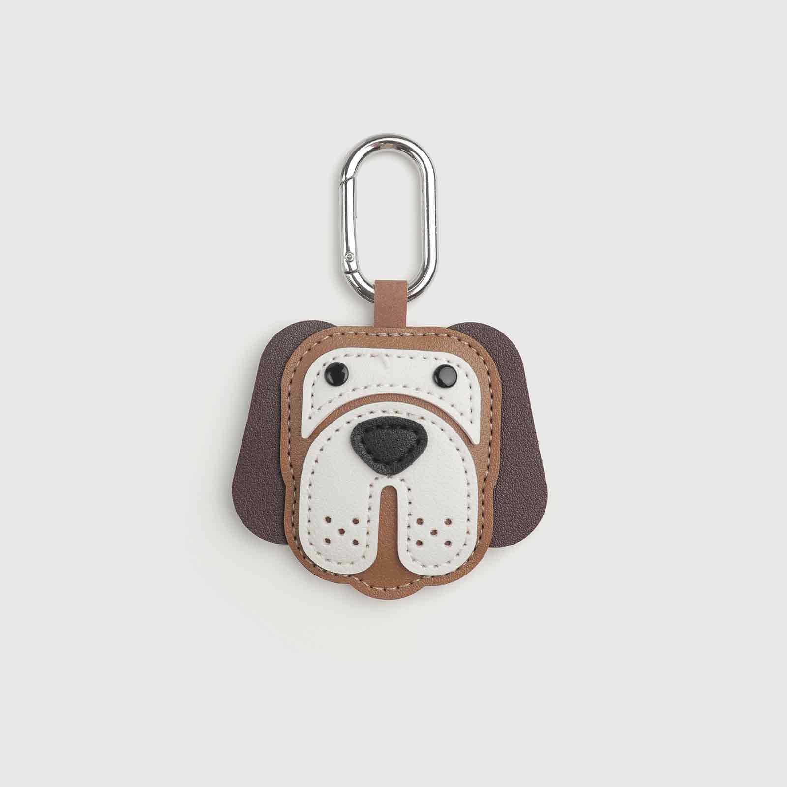 Brown & White Dog Head Leather Charm