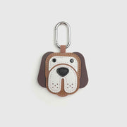 Brown & White Dog Head Leather Charm