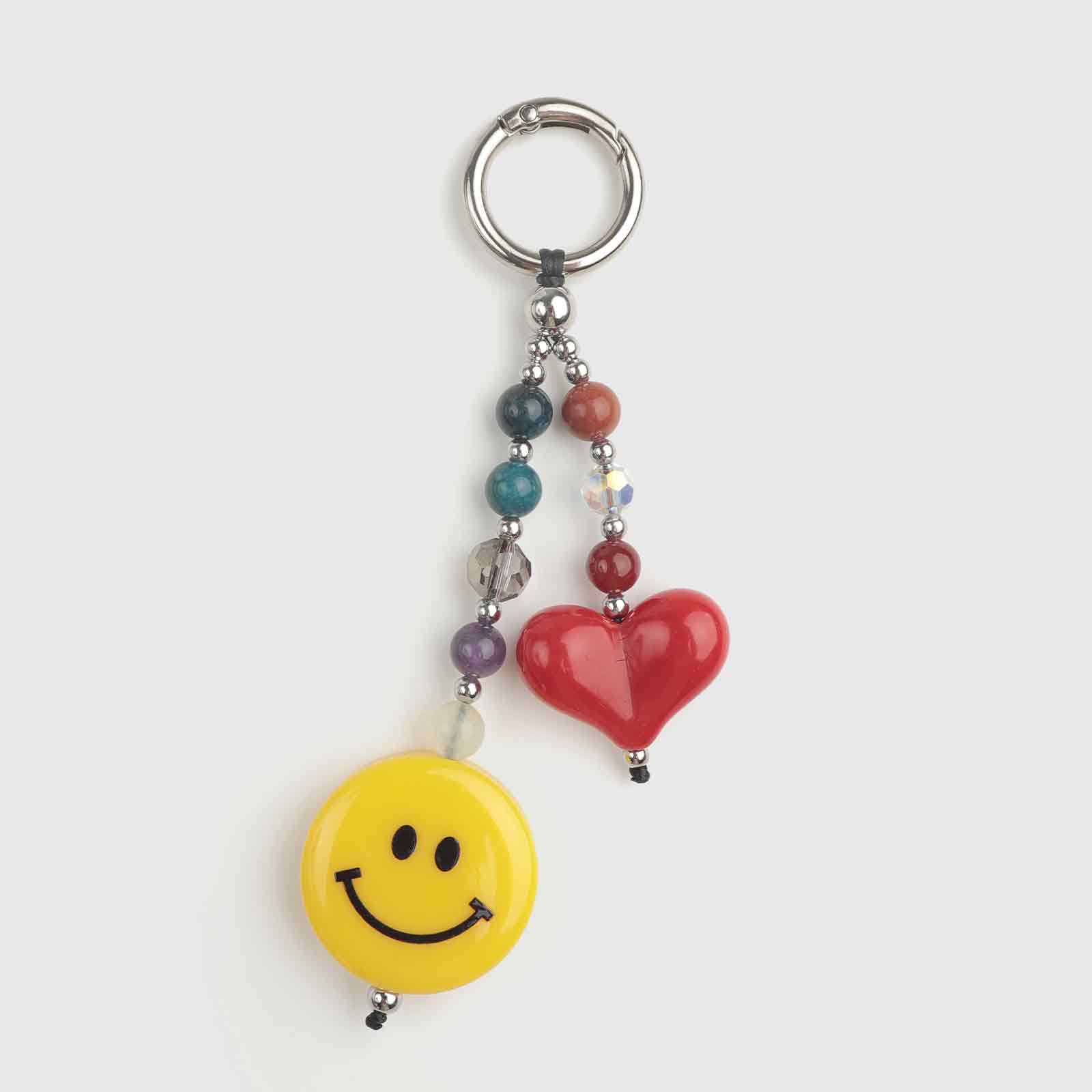 Y2K Retro Color Beaded Smiley Heart Charm