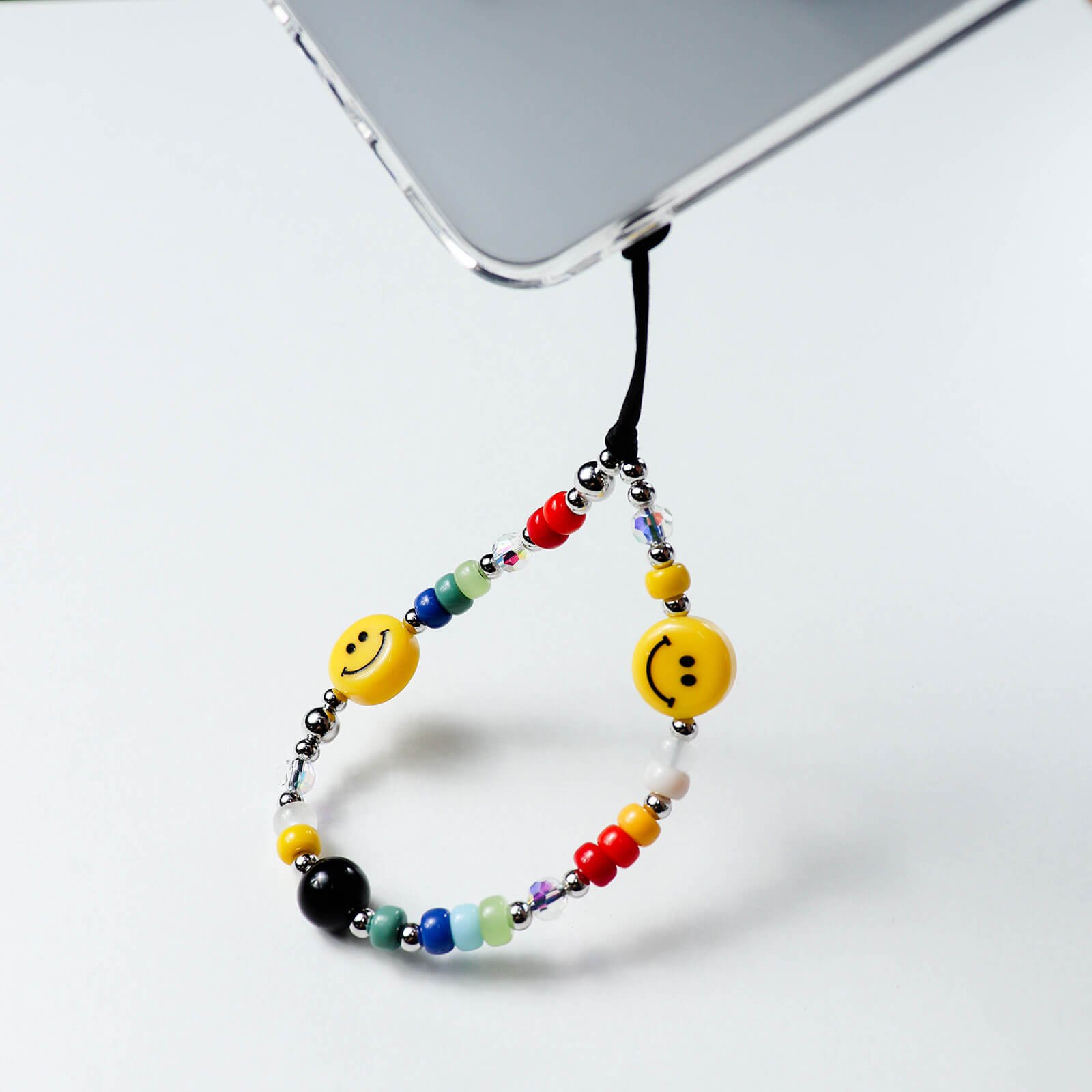 Smiley Rainbow Beaded Phone Chain & Multi-Functional Bag Charm — Stylish Creative Accessory