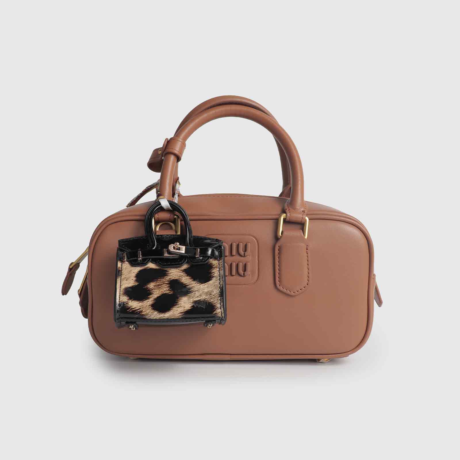 Leopard Print Patent Leather Mini Birkin Bag Charm
