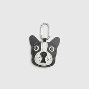 Black & White French Bulldog Head Leather Bag Charm