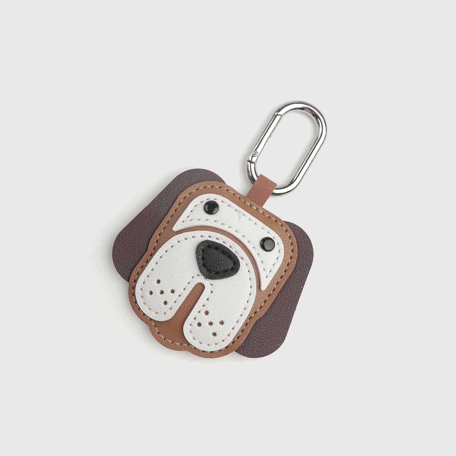 Brown & White Dog Head Leather Charm