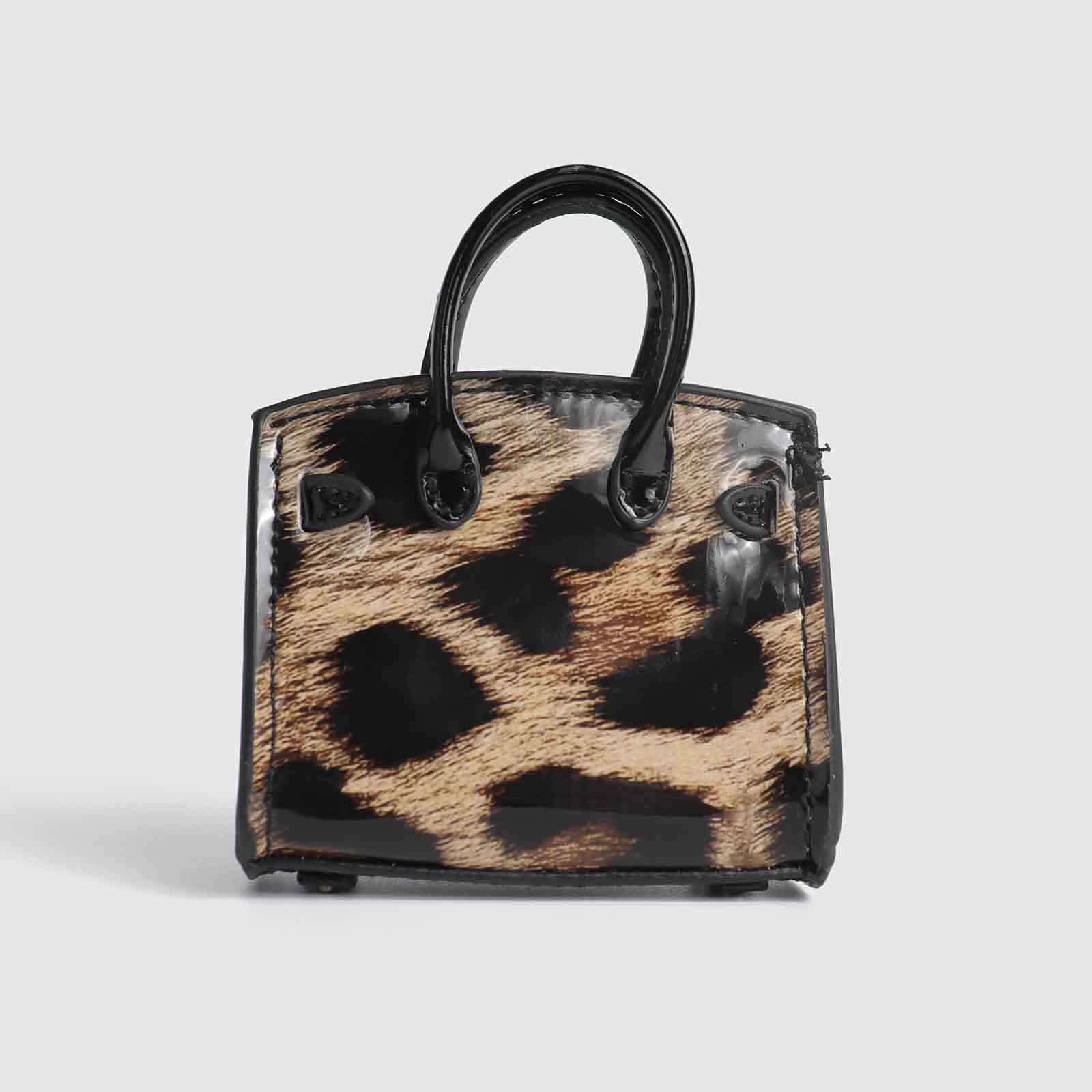 Leopard Print Patent Leather Mini Birkin Bag Charm