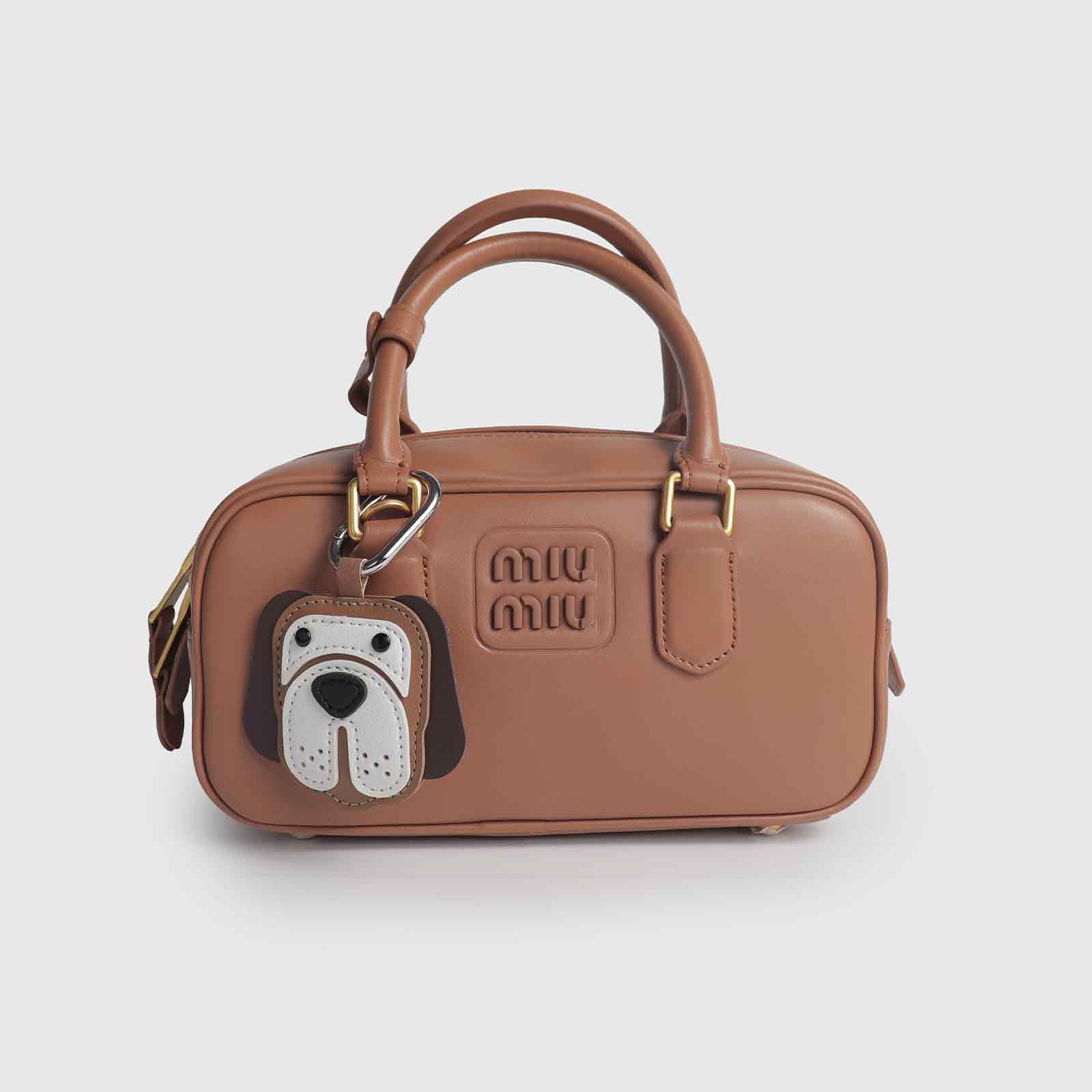 Brown & White Dog Head Leather Charm