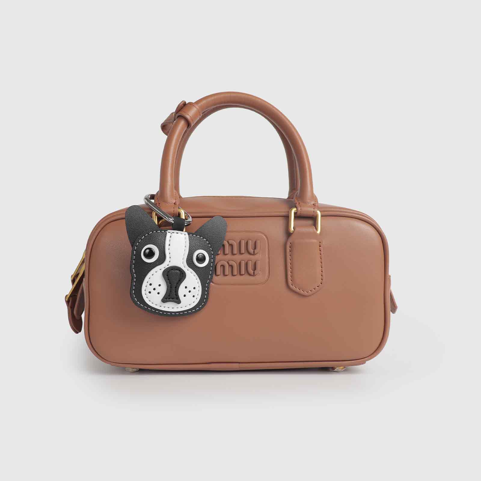 Black & White French Bulldog Head Leather Bag Charm