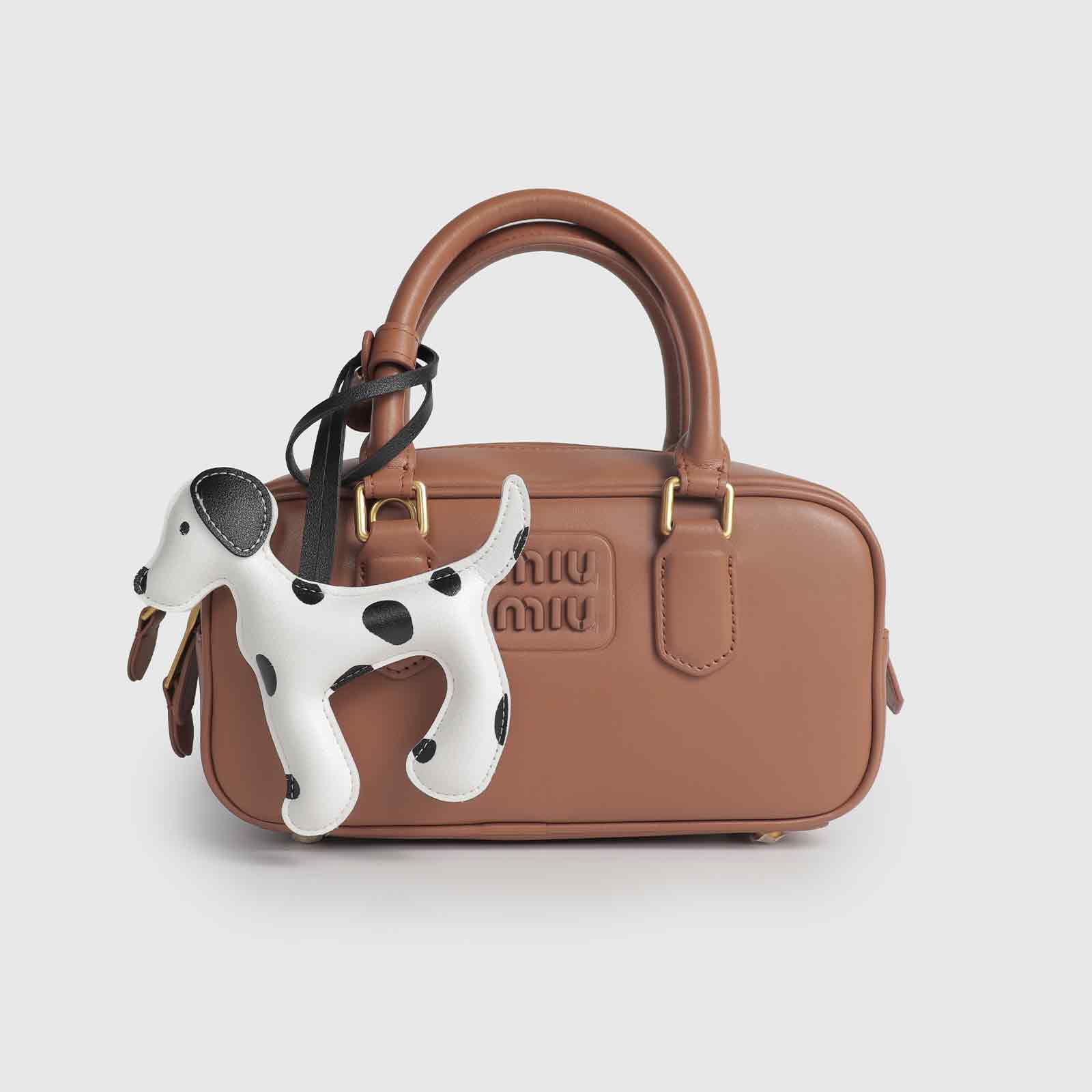 Black & White Dalmatian Leather Long Strap Bag Charm