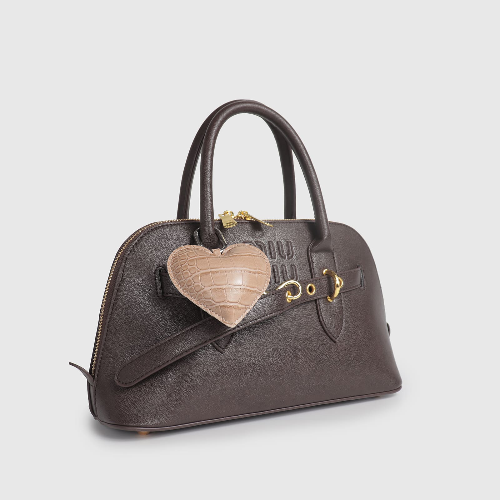 Crocodile-Patterned Heart Leather Charm