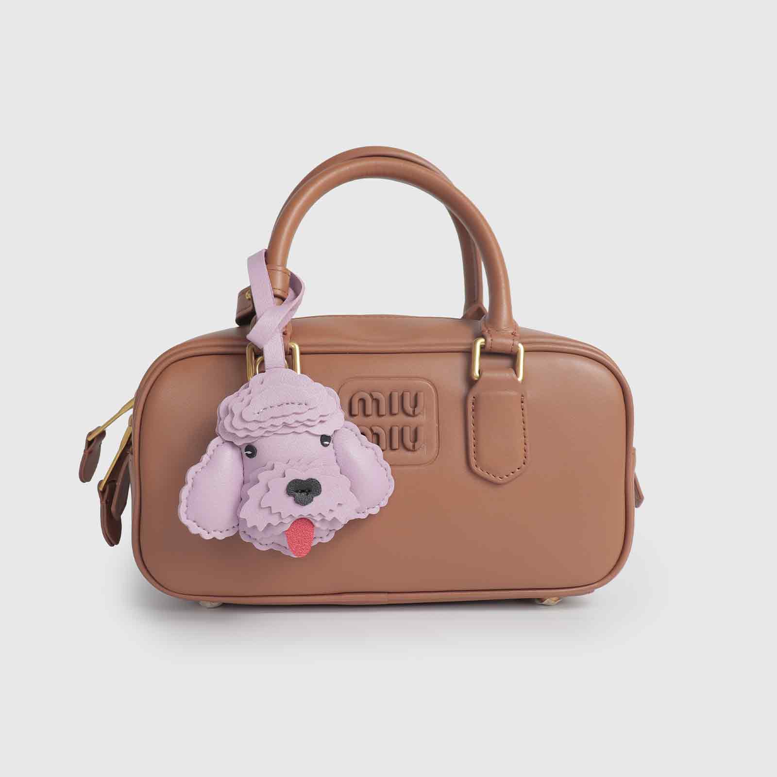 Lavender Poodle Leather Long Strap Bag Charm