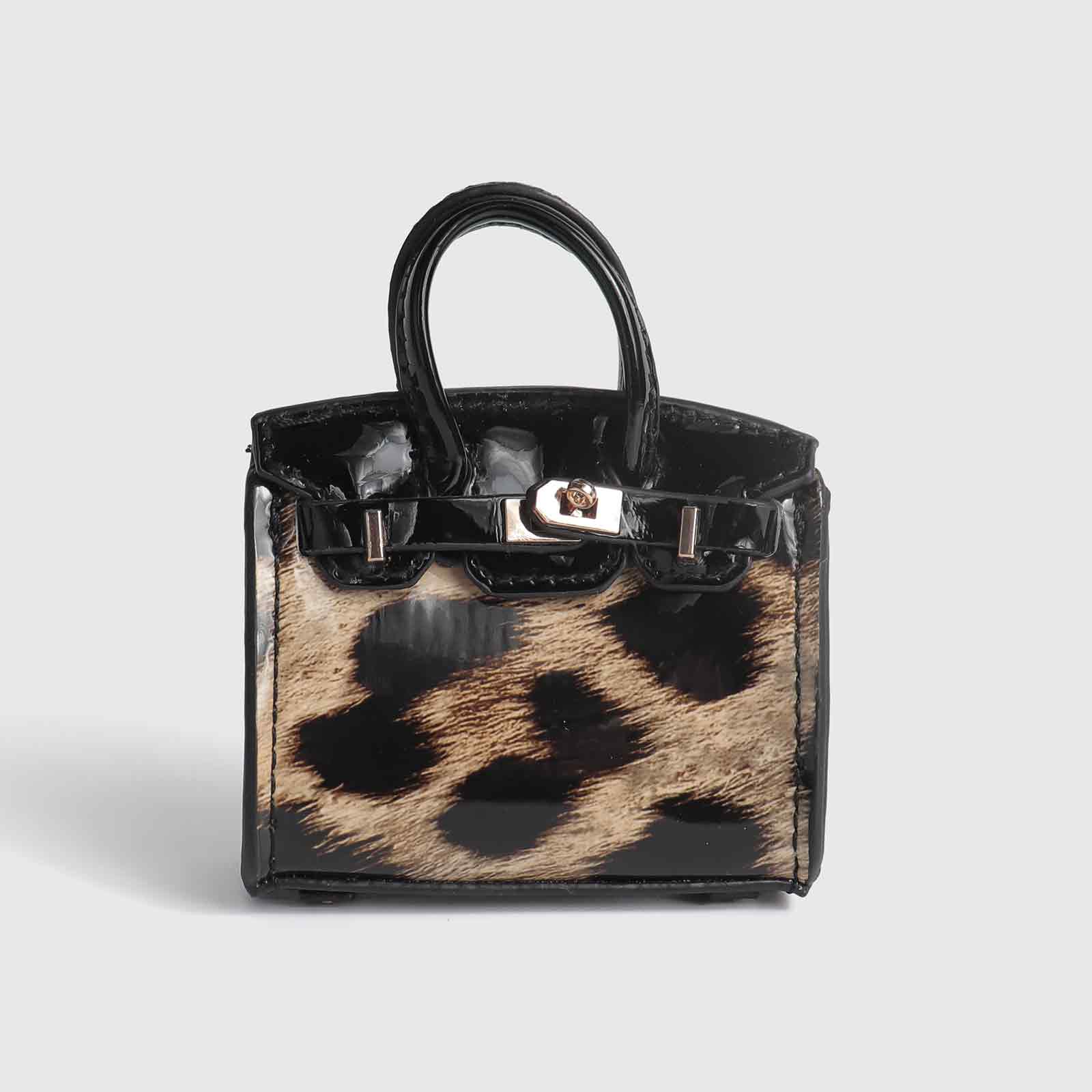 Leopard Print Patent Leather Mini Birkin Bag Charm