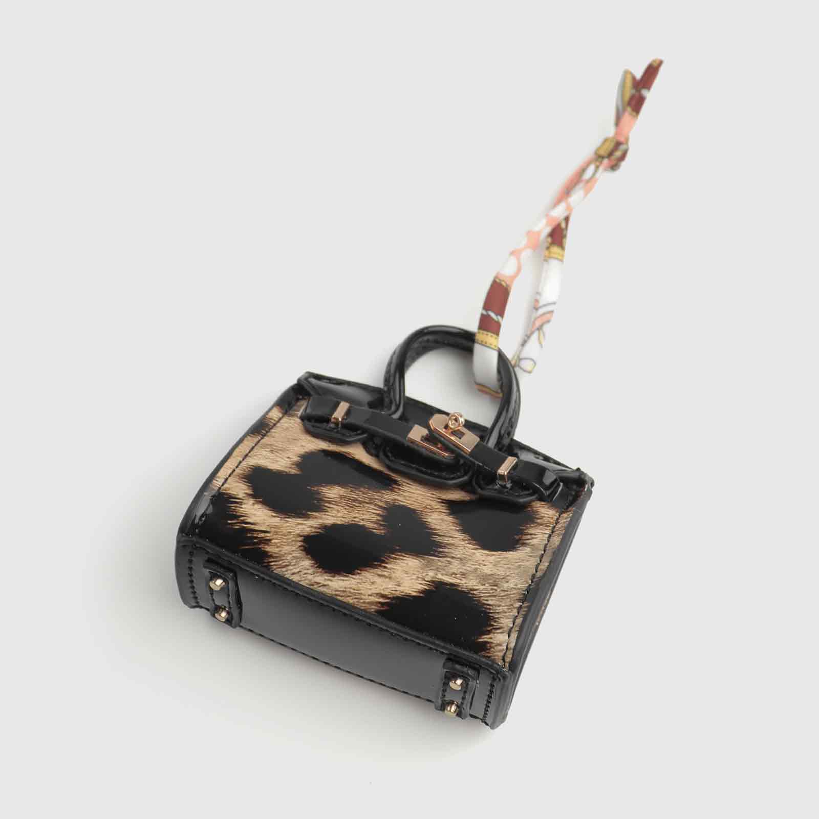 Leopard Print Patent Leather Mini Birkin Bag Charm