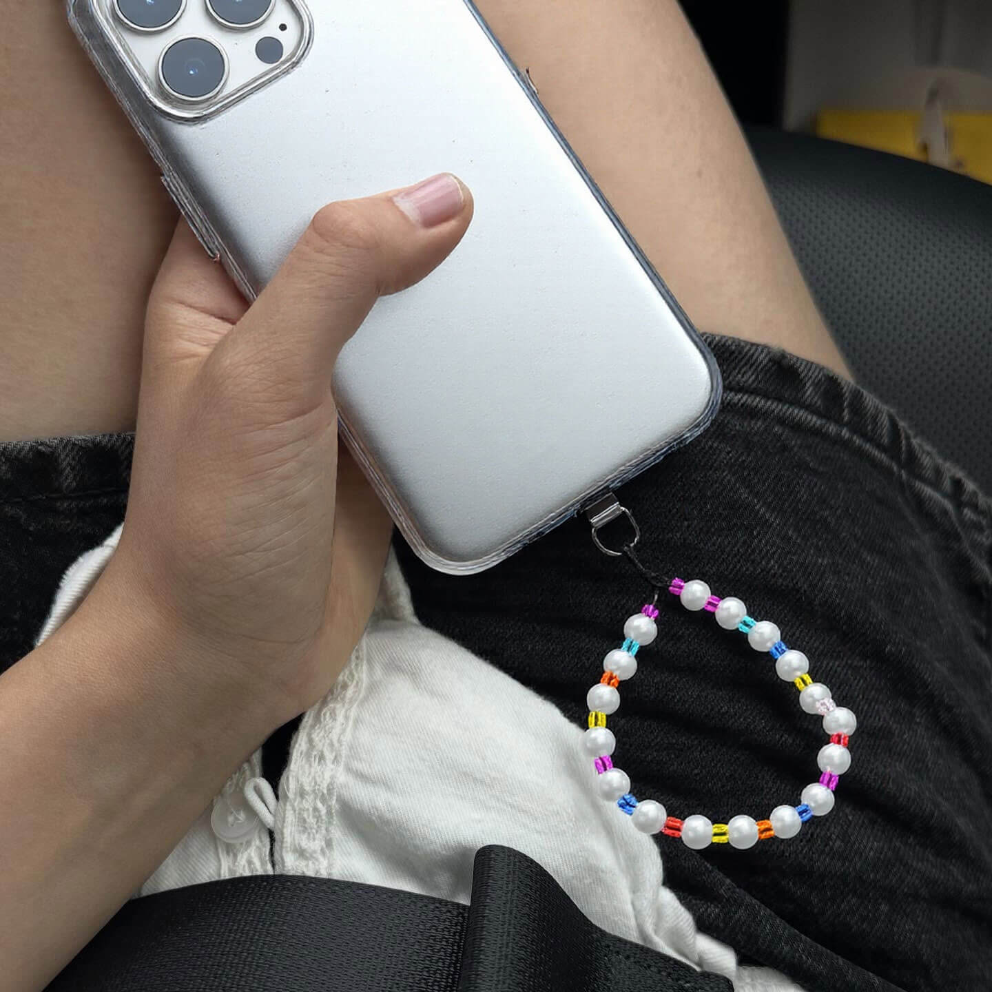 Pearl & Color Pop Beaded Multi-Use Bag Charm & Phone Chain — Trendy Fashion Accessory