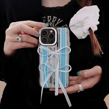 Ribbon Bow iPhone Case · Mother-of-Pearl Lace Blue Ribbon